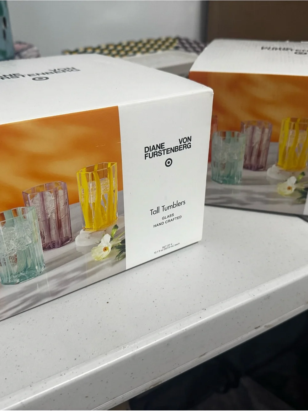 Set of Colorful Striped Glass Tumblers - Yellow, Teal, Orange-DVF for Target
